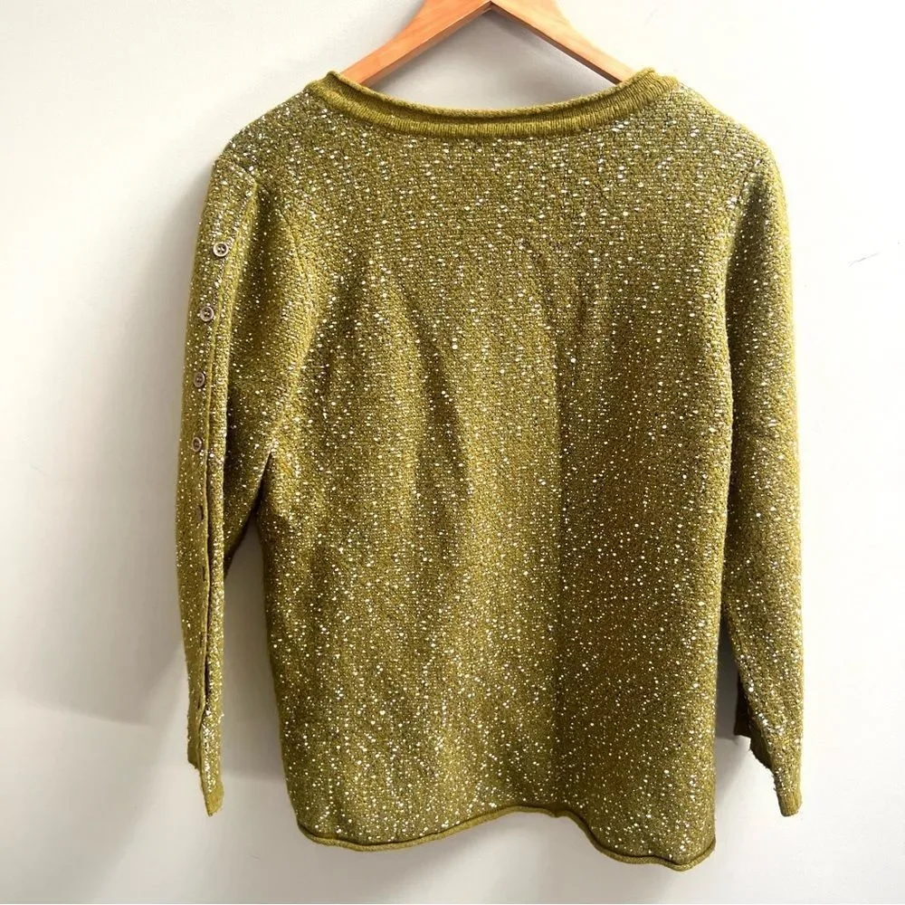 Habitat green Knit Sweater with buttons on sleeves Sm